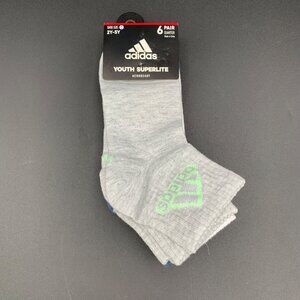 Adidas Youth Superlite 6-Pair Socks 2Y-5Y Aeroready Lightweight 97% Polyester 3%